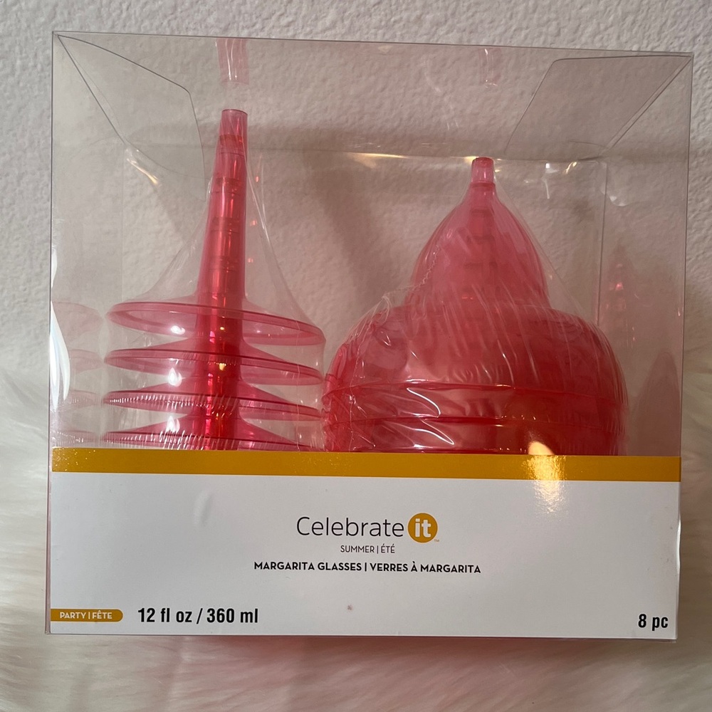 Celebrate It Red Plastic Margarita Glasses - 8 Piece Set